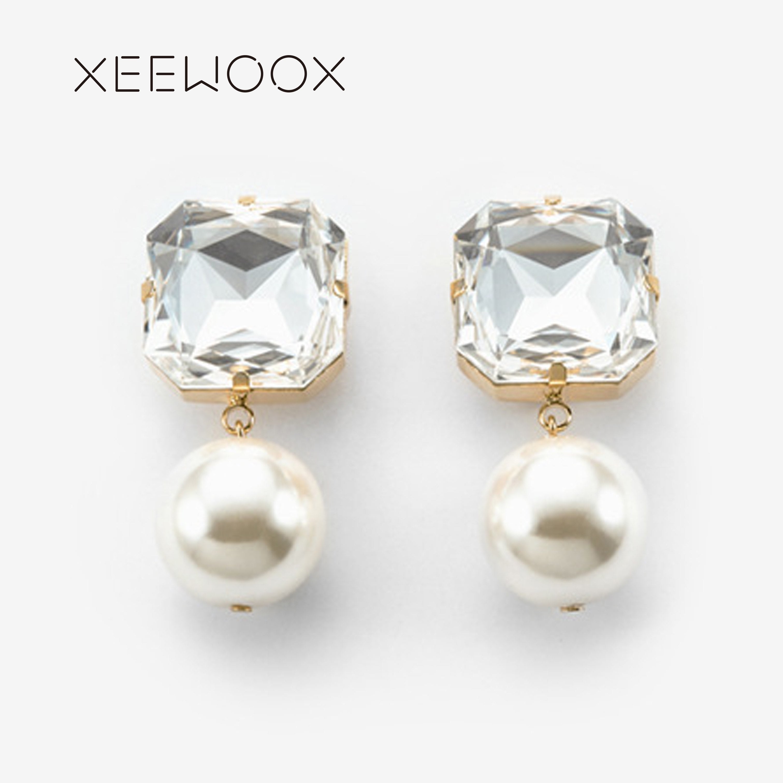 Long Short White Big Pearl Drop Earring Crystal Geometric Boho Statement Woman Earring Fashion Creative Gift Party Focus