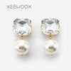 Long Short White Big Pearl Drop Earring Crystal Geometric Boho Statement Woman Earring Fashion Creative Gift Party Focus