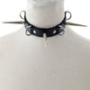 Long Spiked Choker Punk Collar Necklace  Black Faux Leather Chocker Goth Necklace Gothic Accessories