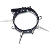 Long Spiked Choker Punk Collar Necklace  Black Faux Leather Chocker Goth Necklace Gothic Accessories