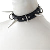 Long Spiked Choker Punk Collar Necklace  Black Faux Leather Chocker Goth Necklace Gothic Accessories