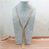 Long Statement Twisted Y Shape Gold Tassel Necklace for Women Female Wedding Daily Pendant Necklace Sweater Jewelry Accessories