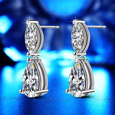 Long Stud Earrings For Women Zircon Earring Earings 925 Sterling Silver Jewelry Earing Brincos Brinco love gift F262