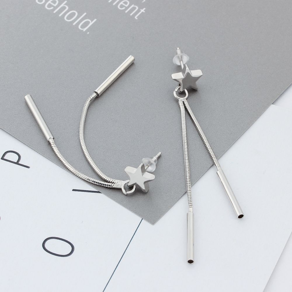 Long Tassel Earrings Long Earrings Silver 925 Sterling Silver Star Shape Fashion drop earrings jewelry For Women Girl Wholesale