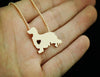 Long-haired dachshund dog necklace animal pendant jewelry golden colors plated