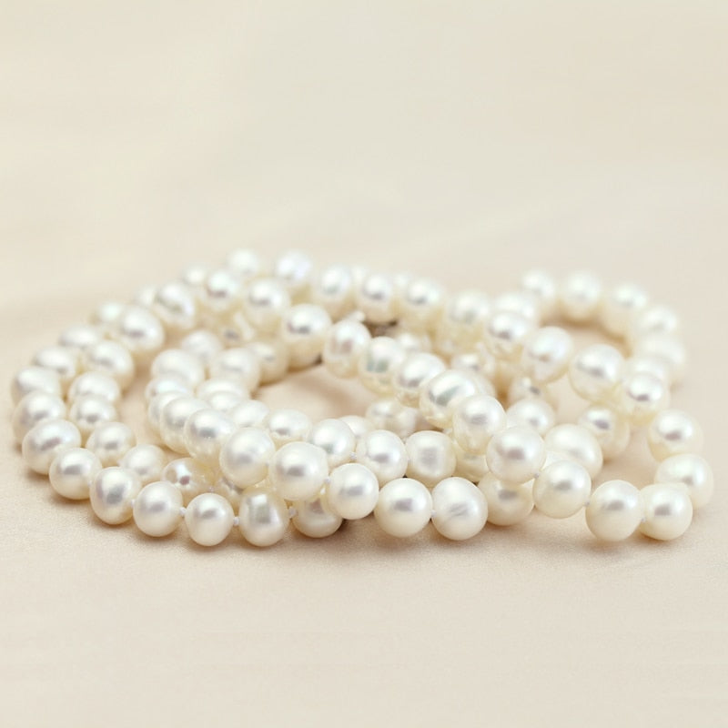 Long natural pearl necklace wedding for women,big white real pearl necklace mother of pearl jewelry girl gifts
