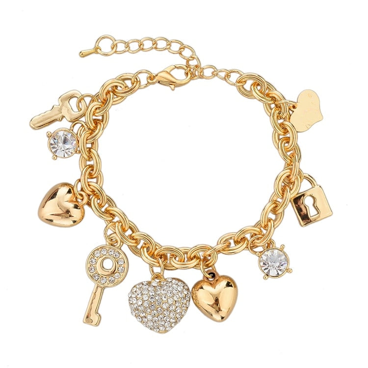 Heart Beetle Charm Bracelets Bangles For Women Gold Color Bracelet Austrian Crystal Chain Pulseras SBR140221