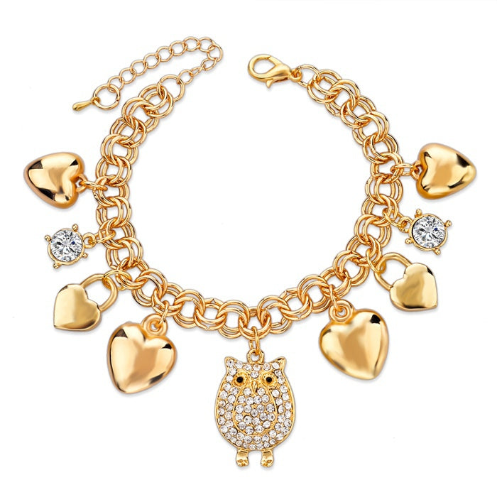 Heart Beetle Charm Bracelets Bangles For Women Gold Color Bracelet Austrian Crystal Chain Pulseras SBR140221