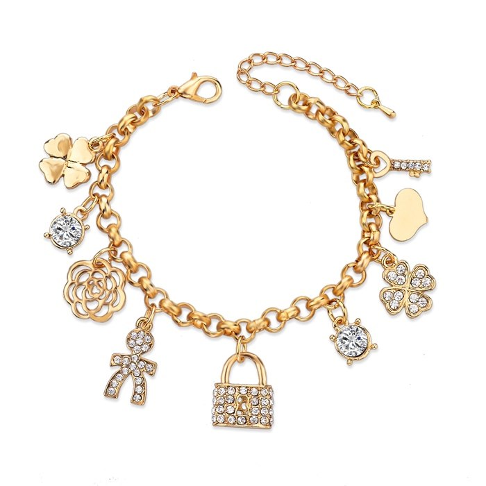 Heart Beetle Charm Bracelets Bangles For Women Gold Color Bracelet Austrian Crystal Chain Pulseras SBR140221