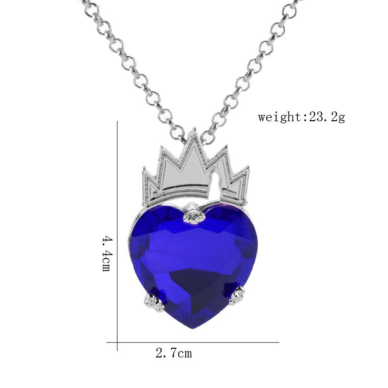Los descendientes de película de Evie collar con corazón rojo Evie más bella corazón corona collar de la reina de corazones abanico traje joyería