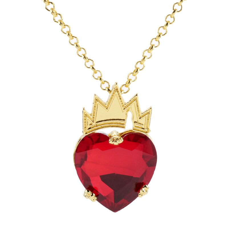 Los descendientes de película de Evie collar con corazón rojo Evie más bella corazón corona collar de la reina de corazones abanico traje joyería