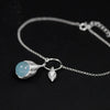 925 Sterling Silver Bracelets for Women Aquamarine Stone & Flower Fine Jewelry Charms Link Chain Bracelets Bangles