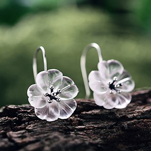 925 Sterling Silver Earrings Handmade Natural Designer Fine Jewelry Flower in the Rain Fashion Drop Earrings for Women