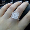 925 Sterling Silver Rings for Women Natural Handmade Fine Jewelry Flower in the Rain Open Engagement Ring for Female