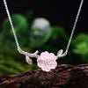 Genuine 925 Sterling Silver Handmade Designer Fine Jewelry Flower in the Rain Necklace with Pendant for Women Collier