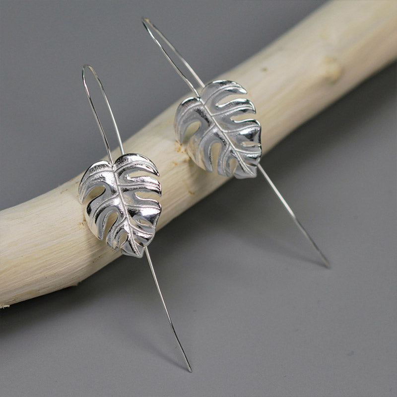 Leaf Long Silver Earrings Wedding Long Earrings Fashion Jewelry Gold Color Silver 925 Earing Hooks Drop Earring