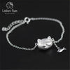 Real 925 Sterling Silver Chain Bracelets for Women Jewellery Unique Cats Fish Bracelets Fine Jewelry moda feminina