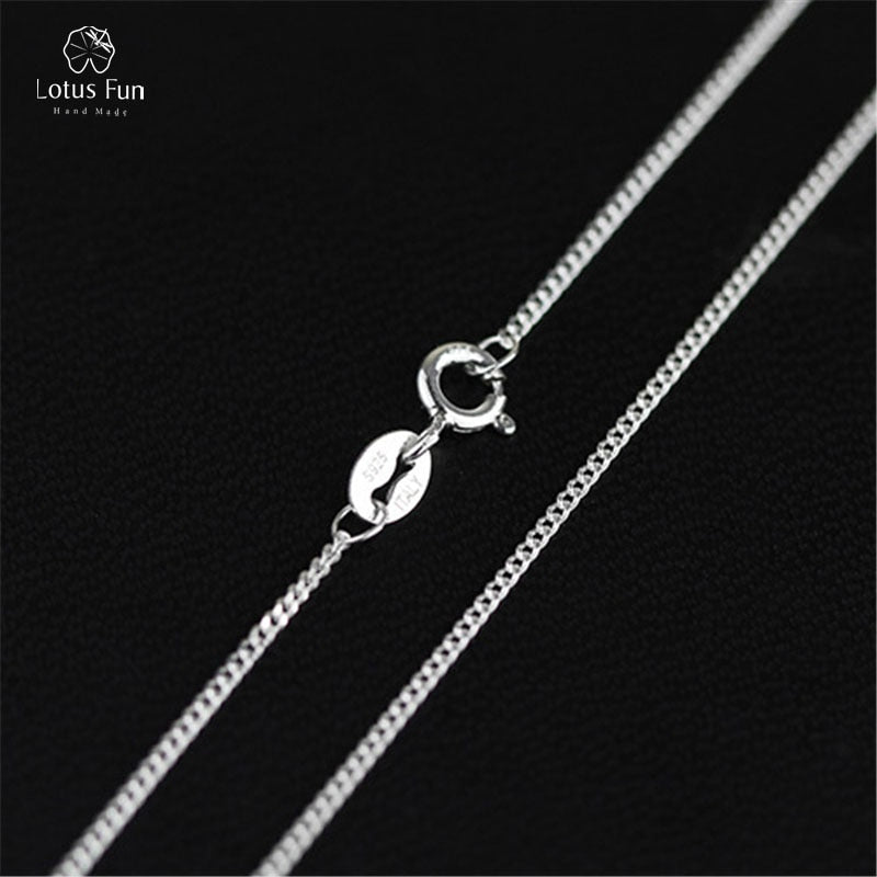 Real 925 Sterling Silver Choker Chain Necklaces for Women Vintage Statement Long Necklace Silver 43CM Fine Jewelry