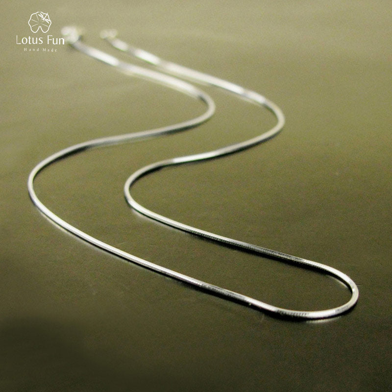 Real 925 Sterling Silver Choker Chain Necklaces for Women Vintage Statement Long Necklace Silver 43CM Fine Jewelry