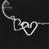 Real 925 Sterling Silver Creative Designer Handmade Fine Jewelry Romantic Sweet Heart To Heart Bracelet for Women