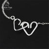 Real 925 Sterling Silver Creative Designer Handmade Fine Jewelry Romantic Sweet Heart To Heart Bracelet for Women