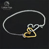 Real 925 Sterling Silver Creative Handmade Fine Jewelry Exclusuive Romantic Sweet Heart To Heart Bracelet for Women