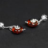 Real 925 Sterling Silver Drop Earrings Jewelry Earrings Amber Fine Jewelry Chinese Tea Teapot Long Chain Earings Gifts