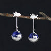 Real 925 Sterling Silver Earring Natural Lapis Creative Handmade Fine Jewelry Cat's Dream Dangle Earrings for Women