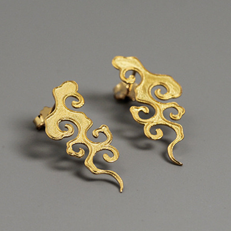 Real 925 Sterling Silver Fine Jewelry Original Sunset Cloud Drop Earrings Chinese Style Vintage Earrings for Women