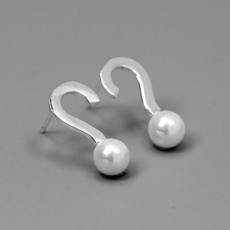 Real 925 Sterling Silver Handmade Designer Fine Jewelry Cute Question Mark Design Drop Earrings for Women Brincos