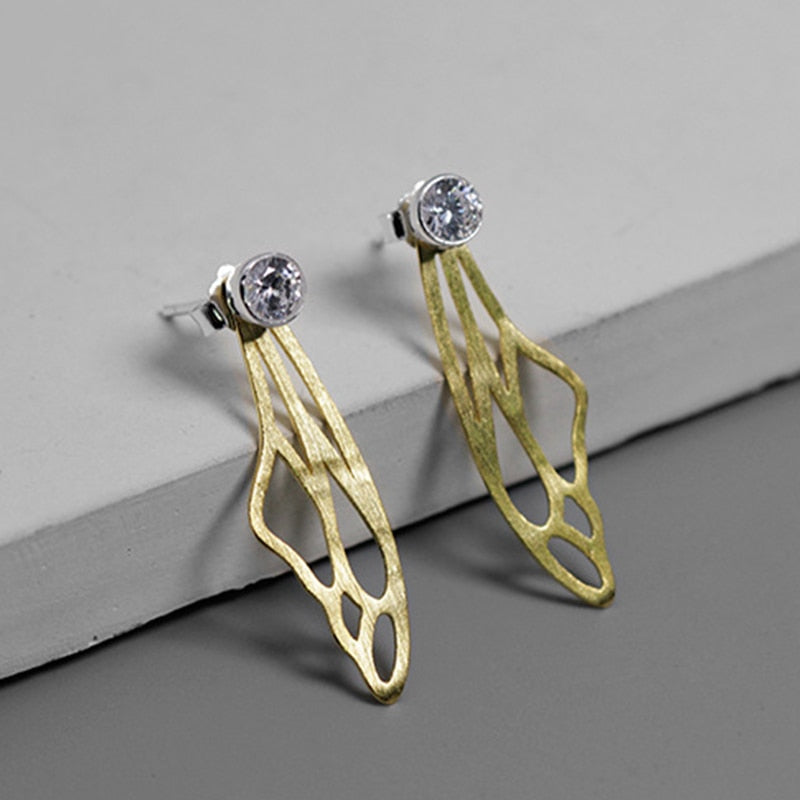 Real 925 Sterling Silver Handmade Designer Fine Jewelry Detachable Hollow Butterfly Wings Drop Earrings for Women
