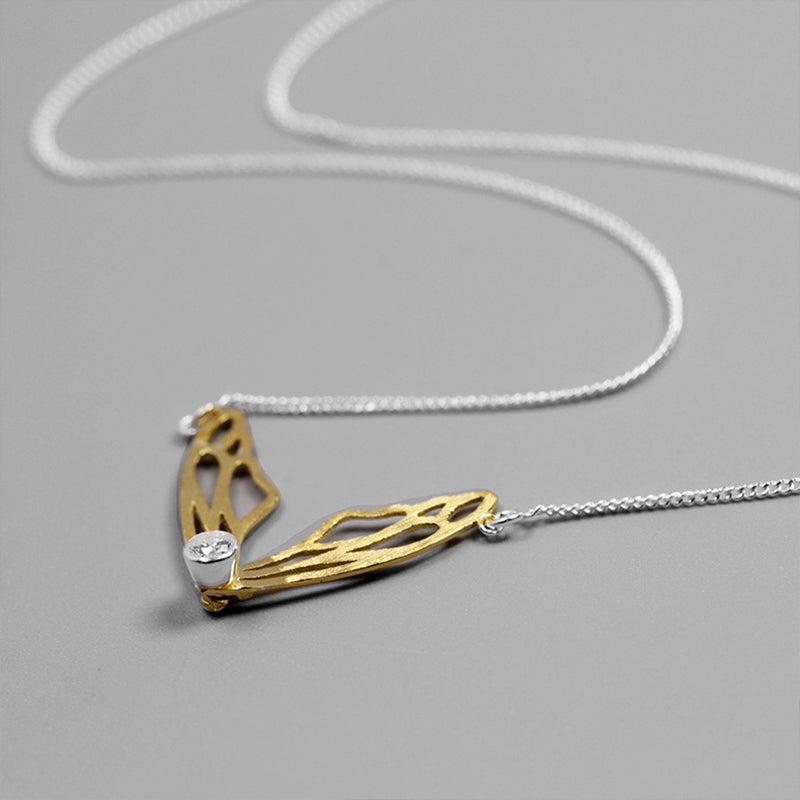 Real 925 Sterling Silver Handmade Designer Original Fine Jewelry Hollow Butterfly Wings Pendant Necklace for Women