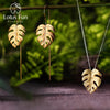 Real 925 Sterling Silver Handmade Fine Jewelry Creative Monstera Leaves Design Jewelry Set for Women Bijoux