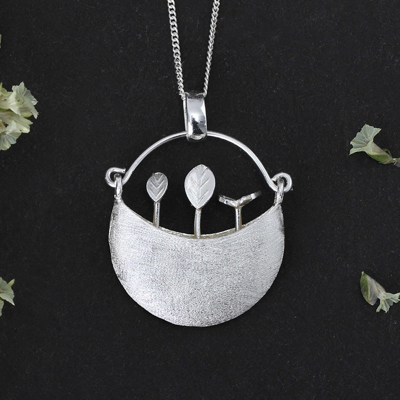 Real 925 Sterling Silver Handmade Fine Jewelry My Little Garden Design Pendant without Necklace for Women Acessorios