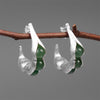 Real 925 Sterling Silver Handmade Fine Jewelry Natural Green Stones Creative Pea Pods Design Dangle Earrings for Women