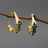 Real 925 Sterling Silver Handmade Fine Jewelry Natural Green Stones Creative Pea Pods Design Dangle Earrings for Women