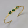 Real 925 Sterling Silver Handmade Jewelry Natural Green Stones Creative Pea Pods Design Bangles for Women