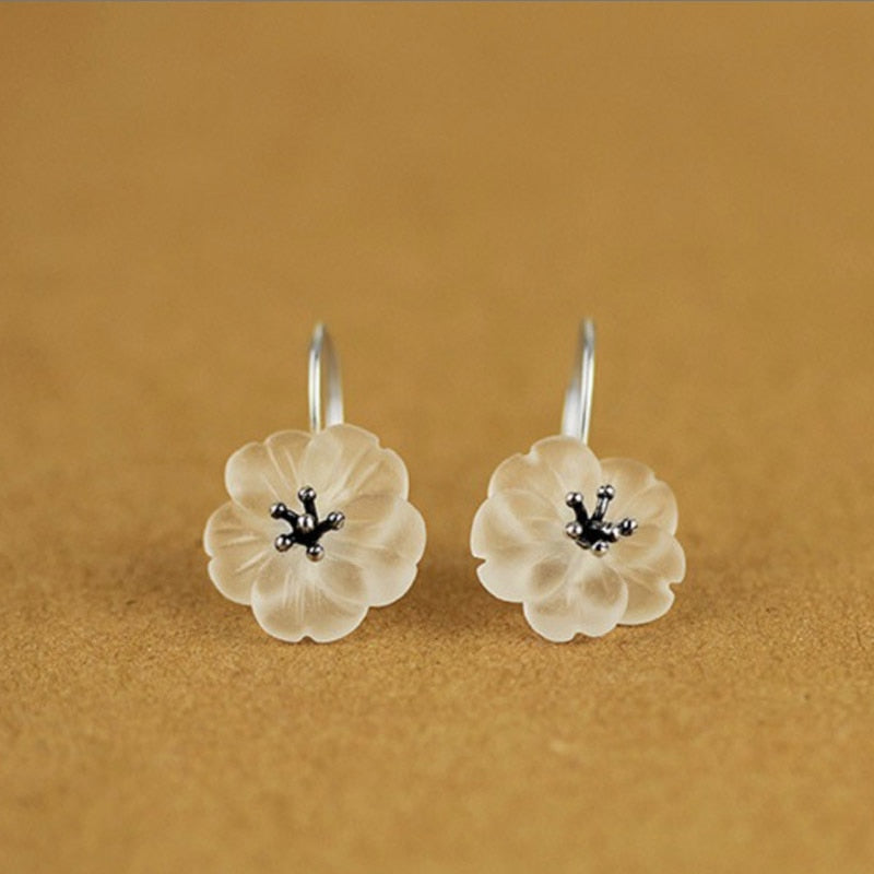 Real 925 Sterling Silver Handmade Natural Designer Fine Jewelry Flower in the Rain Fashion Drop Earrings for Women