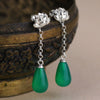 Real 925 Sterling Silver Natural Agate Creative Handmade Fine Jewelry Water Drop Lotus Drop Earrings for Women Brincos