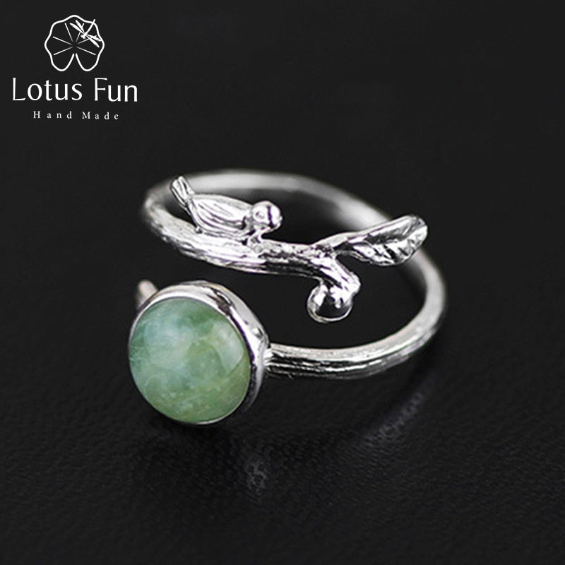 Real 925 Sterling Silver Natural Beryl Stone Creative Handmade Designer Fine Jewelry Vintage Rings for Women Bijoux