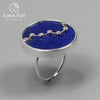 Real 925 Sterling Silver Natural Blue Lapis Handmade Fine Jewelry Queen of Night The Big Dipper Rings For Women