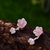 Real 925 Sterling Silver Natural Creative Handmade Fine Jewelry Unique Begonia Flowers Drop Earrings for Women Brincos