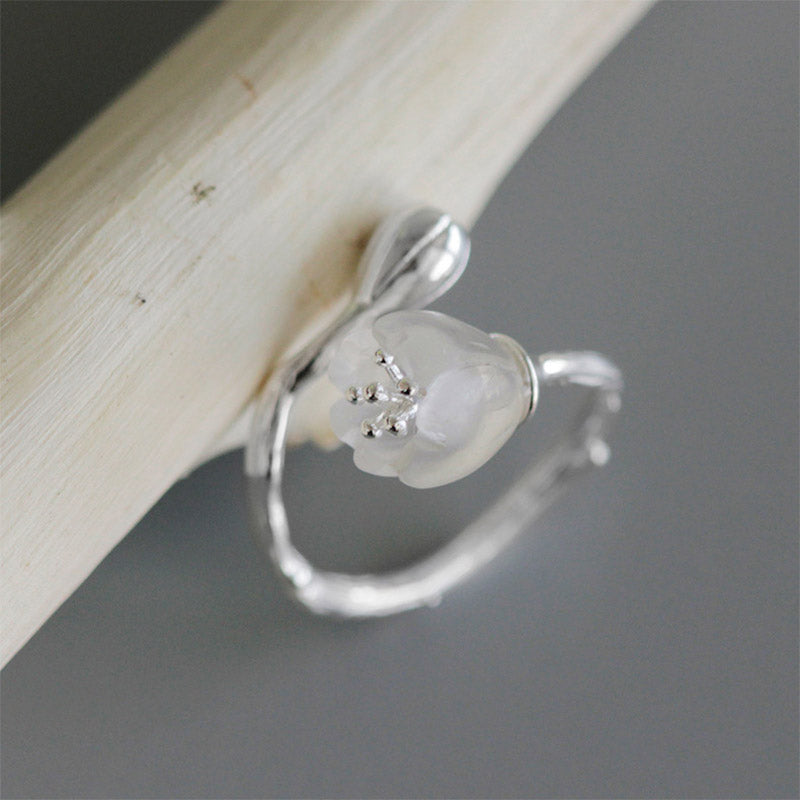 Real 925 Sterling Silver Natural Crystal Handmade Designer Fine Jewelry Delicate Carved Flower Rings for Women Bijoux