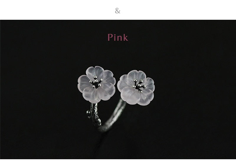Real 925 Sterling Silver Natural Crystal Handmade Designer Fine Jewelry Flower in the Rain Rings for Women Bijoux