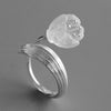 Real 925 Sterling Silver Natural Crystal Handmade Fine Jewelry Lily of the Valley Flower Rings For Women