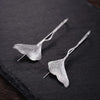 Real 925 Sterling Silver Natural Handmade Designer Fine Jewelry Ginkgo Leaf Fashion Dangle Earrings for Women Brincos