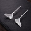 Real 925 Sterling Silver Natural Handmade Designer Fine Jewelry Vintage Ginkgo Leaf Drop Earrings for Women Brincos