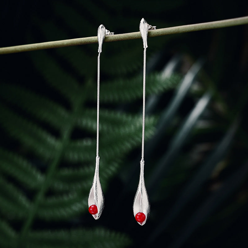 Real 925 Sterling Silver Natural Lapis Handmade Fine Jewelry Vintage Elegant Long Dangle Earrings for Women Brincos