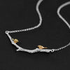 Real 925 Sterling Silver Natural Original Handmade Fine Jewelry Bird on Branch Necklace for Women Bijoux