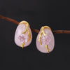 Real 925 Sterling Silver Natural Rosy Crystal Creative Handmade Fine Jewelry Plum Flower Stud Earrings for Women